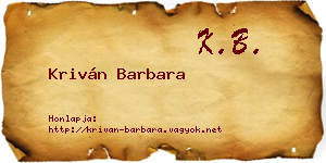 Kriván Barbara névjegykártya